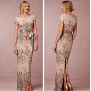 Adrianna Papell Floral Matelasse Column Gown Size 10